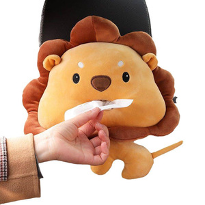 Porte-mouchoirs suspendu pour voiture, étui à serviettes en peluche motif animal <span class=keywords><strong>de</strong></span> dessin animé, mignon lion, dinosaure, tournesol, crabe, organisateur <span class=keywords><strong>de</strong></span> papier pour dossier <span class=keywords><strong>de</strong></span> siège - Product Image 5