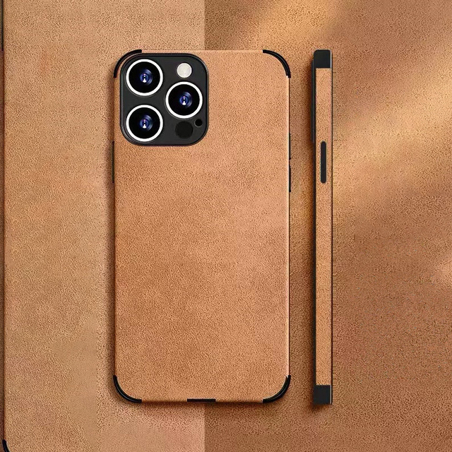 Soft Touch for iPhone 16 Pro Max Mobile Phone Case Luxury Matte Lambskin Leather for iPhone 17 Cover Lambskin Leather Phone Case