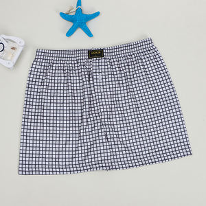 100% nefes Polyester ekose baksır şort yetişkin gençlik orta katlı külot hiçbir cep logosu bel uzun bacak erkek iç çamaşırı toptan - Product Image 3