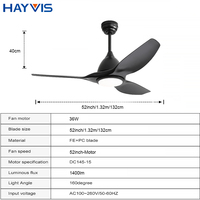 Haute qualité ménage hôtel salon décoratif trois feuilles ventilateur de plafond lampe réglable LED ventilateur de plafond avec lumière