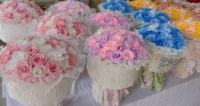 Großhandel Chanson Rose Hochzeitsstrauß Spitzenhalterung Neue Ewige Blume Schmetterlingsgeschenk Bandstoff Abschlussfeier Weihnachten