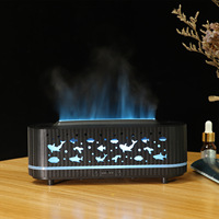 Nouveauté : Humidificateur Purificateur d'Air Ultrasonique à Flamme 3D Rayée, Diffuseur d'Aromathérapie, Capacité 0,5L, Fonction Minuterie, pour Chambre