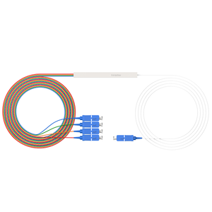 ท่อเหล็กประสิทธิภาพสูง 1×4 SC/UPC ตัวแยกไฟเบอร์ออปติกแบบพาสซีฟสำหรับเครือข่าย FTTH - Product Image 1