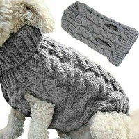 Pull chaud pour chien automne-hiver, tricot torsadé couleur unie, confortable, plusieurs couleurs, col montant, costume tendance