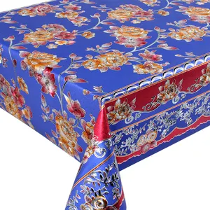 Pvc Table Cloth Manufacture Wholesale Luxury Waterproof Embossed 3D Mantel Oilcloth Gold PVC Table Cloth Rolls