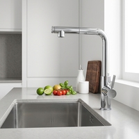 Robinet de cuisine monocommande avec cartouche céramique, design moderne, finition or, noir, chrome, montage sur plan, douchette extractible, garantie 5 ans
