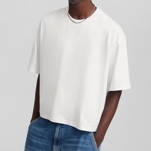 Manufacturer 250GSM Solid Blank <b>Box</b> Tee <b>Drop</b> Shoulder Boxy Fit Oversized Heavyweight Knitted 100% Cotton Men's T-Shirt - Product Image 2