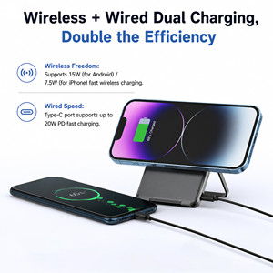 แบตเตอรี่สำรองแม่เหล็กไร้สายขนาด 5000mAh – เครื่องชาร์จน้ำหนักเบาพร้อมขาตั้งพับได้ ดีไซน์ทันสมัยพร้อมความเร็วสูง - Product Image 5