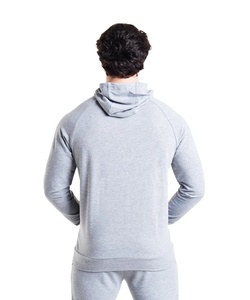 Men's gray hooded track suit full sleeve solid color casual pullover with side pockets autumn wear track suit - Product Image 2