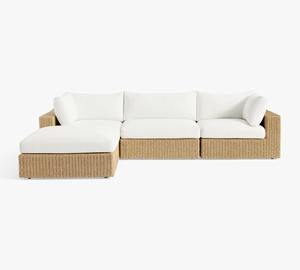 مجموعة أرائك فاخرة ، أرائك حدائق ، أثاث معدني من الراتان على شكل L ، أريكة عصرية بحبل لحديقة حمام سباحة - Product Image 6