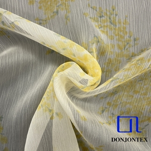 Nuevo diseño barato 100% poliéster crepé Georgette estampado Gloden revestimiento para mujer tela de vestido largo - Product Image 5
