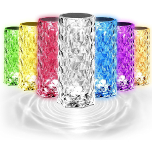 Lámpara de mesa de lujo moderna al por mayor nueva recargable USB cristal acrílico efecto sombra rosa brillante para el hogar dormitorio sala de estar - Product Image 1