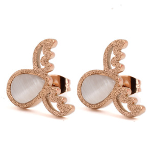 Rose Gold Antler <b>Stud</b> <b>Earrings</b> With Cat's Eye Stone For Women Gift - Product Image 1