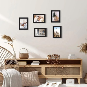 Juego de marcos de fotos Collage de grano de madera marcos de fotos negros de <span class=keywords><strong>10x15</strong></span> cm para fotos de exhibición de mesa de pared - Product Image 4