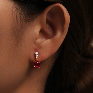 <span class=keywords><strong>Pendientes</strong></span> delicados de zirconia rubí, joyería de plata 925, <span class=keywords><strong>pendientes</strong></span> de gota chapados en oro para mujer - Product Image 6