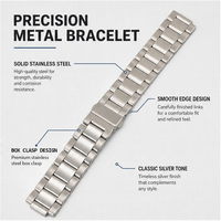 Correa de Reloj Clásica de Acero Inoxidable Sólido, Correa de Repuesto de Metal Plateado con Cierre Plegable, Brazalete para Reloj de Hombre