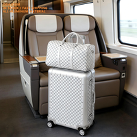 Ensemble de valises classiques de style classique, valise à roulettes silencieuse avec serrure TSA, grande capacité, imperméable, à carreaux, entièrement en aluminium, 26 pouces