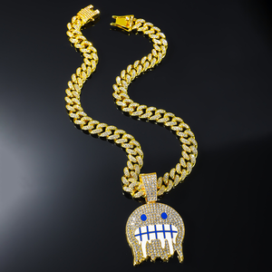 Pendentif Grimace Chaîne cubaine Hip Hop Diamant complet <span class=keywords><strong>Argent</strong></span> Or Bijoux Pendentif pour <span class=keywords><strong>homme</strong></span> Chaîne - Product Image 3