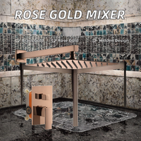 Ensemble de salle de bain moderne en laiton couleur or rose, avec mitigeur de douche à poignée unique, douchette et buse de massage à jet doux effet pluie, pour appartement et villa