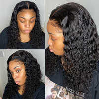 Perruque Bob Brésilienne pour Femmes Noires, Courte et Bouclée, Cheveux Humains, Lace Front HD, Perruque Frontale Complète avec Baby Hair
