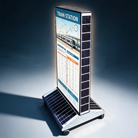 All-in-One Solar-LED Rechteckiger Werbe-Leuchtkasten Freistehend Hängend IP65 Wasserdicht Automatisch Dämmerungsaktiviert Beidseitig für Tankstellen