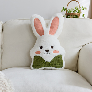 Housse de coussin décorative <span class=keywords><strong>en</strong></span> peluche lapin de Pâques, motif floral <span class=keywords><strong>en</strong></span> faux <span class=keywords><strong>lin</strong></span> doux et luxueux, amovible et lavable, décoration moderne pour la maison, pour enfants - Product Image 5