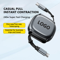 Kabel USB Type-C ke Type-C 240W Pengisian Cepat 1M, Dapat Ditarik, untuk Ponsel, Komputer, Printer & Earphone (Hadiah Promosi)