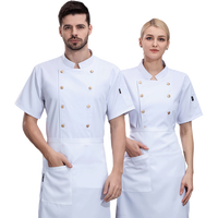 Veste de chef à manches courtes confortable, respirante et extensible, résistante à l'usure, uniforme de chef personnalisé avec logo, veste de chef de restaurant