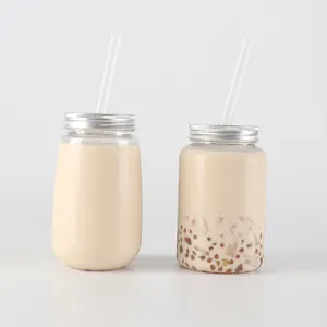 Atacado Bulk Price Vazio Plastic Clear Mason Jars com Furo para Beber ou Armazenamento De Alimentos 500ml