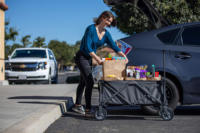 Chariot pliant à quatre roues en acier avec plateforme, conteneur à roulettes, doublure isotherme souple OEM pour la plage et l'extérieur