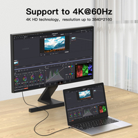UNIEAN Vente en gros HD 2M 3M Câble vidéo de transfert de données 60Hz Dp Câble 3.2 USB Type C TO DP 4k Câble pour TV mobile ps5