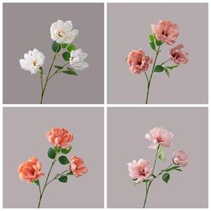ดอกแมกโนเลียประดิษฐ์สีขาว ชมพู ส้ม ตกแต่งบ้าน ช่อดอกไม้งานแต่งงาน ทำด้วยมือจากผ้าทอมือ - Product Image 3