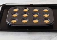 FAD4-Mini Moule à Canelés Antiadhésif en Acier Carbone à 12 Cavités, Noir, pour Pâtisserie Française