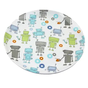 Custom printed plastic round melamine plates for kids