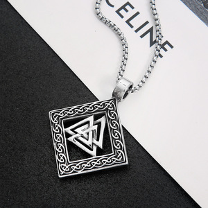 yunnique Viking Rune Crossed Triangle Pendant Tibetan Silver Geometric Unisex Necklace Gift Jewelry - Product Image 2