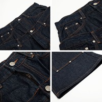 Pantalon droit rétro américain à double ceinture, pantalon en jean large de niche avec boutons et rivets