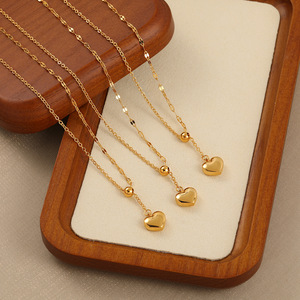 Classica Collana con Ciondolo a Cuore in Acciaio Inossidabile Placcato Oro, Stile Coreano, Impermeabile, per Uso Quotidiano, Regalo per <span class=keywords><strong>Zia</strong></span> - Product Image 3