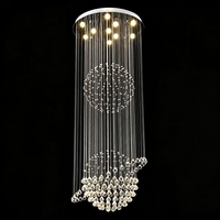 Lustre moderne en cristal argenté creux de grande taille, luminaire suspendu LED à 3 couleurs et intensité variable pour villa duplex, hall d'hôtel