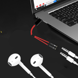 数字印刷电路板编织二合一C型音频分离器电缆USB C至双<span class=keywords><strong>3</strong></span>.5毫米母耳机笔记本电脑适配器 - Product Image 4