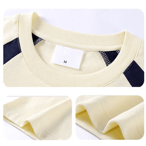 Fabricantes de ropa personalizada, camiseta de gran tamaño Premium, camiseta de calle deportiva Unisex bordada con patrón sólido de empalme - Product Image 4