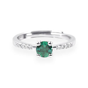 Cincin zamrud perak Sterling 925 cincin janji zirkonia kubik potongan bulat cincin pernikahan tunangan keabadian klasik CZ untuk wanita - Product Image 2