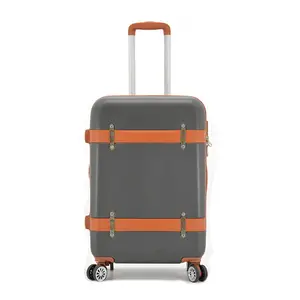 Vintage Style 2023 Luggage With Fabric Bandage Grey Expandable Factory Price TSA Lock ABS Trolley Luggage Suitcase Set