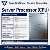 Processeur serveur Intel Xeon Gold 6330, 28 cœurs, 56 threads, 2,0 GHz, 42 Mo, LGA4189, 205 W, DDR4-2933, Ice Lake SRKHM Tray CD8068904572101