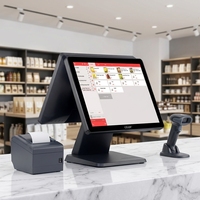 Terminal Punto de Venta con Pantalla Táctil de 15 Pulgadas, Caja Registradora, Sistema de Punto de Venta de Doble Pantalla con Windows para Supermercado, Venta al por Mayor
