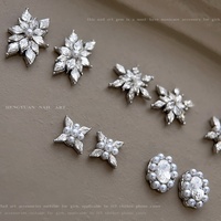 Accessoires pour nail art 3D en forme de flocon de neige en zircon diamanté Paso Sico, strass faits à la main, perles cloutées, boîte vintage de style français