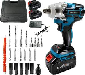 مفتاح ربط صدمي لاسلكي بدون فرش 21 فولت - أداة احترافية صناعية لإصلاح إطارات الشاحنات بعزم دوران أقصى 350 نيوتن متر تعمل ببطارية ليثيوم أيون - Product Image 1