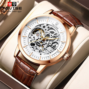 874A Ingenious Hollow Design Men Leather <b>Watch</b> Water Resistant Automatic Mechanical Stainless Back <b>Case</b> <b>Watches</b> - Product Image 6