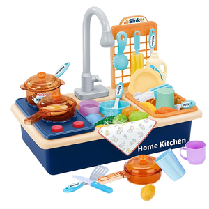 Évier de <span class=keywords><strong>cuisine</strong></span> <span class=keywords><strong>jouet</strong></span> pour jeu <span class=keywords><strong>d</strong></span>'imitation avec système de circulation <span class=keywords><strong>d</strong></span>'eau automatique, robinet rotatif et ensemble lave-vaisselle de simulation pour tout-petits - Product Image 1