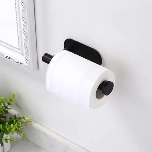 Accessoires de salle de bain YOTO Fashion noir pas besoin de percer porte-serviettes en papier en acier inoxydable avec support mural pour salle de bain - Product Image 4