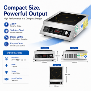 High Power 3500W Electric Flat Fryer Tabletop Smart Digital Control Induction Hob Industrial Cooking Range 220V Cooktop - Product Image 6